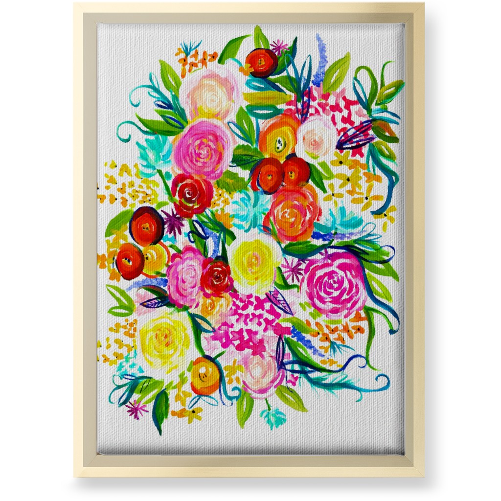 Summer Floral Acrylic Floral - Neon Wall Art, Gold, Single piece, Canvas, 10x14, Multicolor