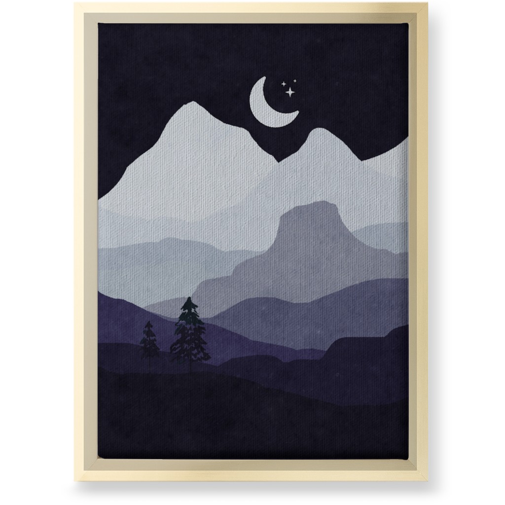 Mountain View Wall Art, Gold, Single piece, Canvas, 10x14, Purple, Charcoal