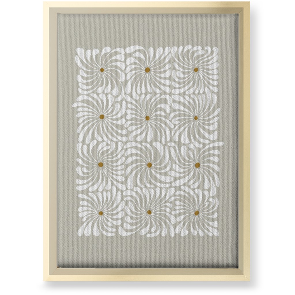 Mod Daisy Grid Wall Art, Gold, Single piece, Canvas, 10x14, Gray, Pebble