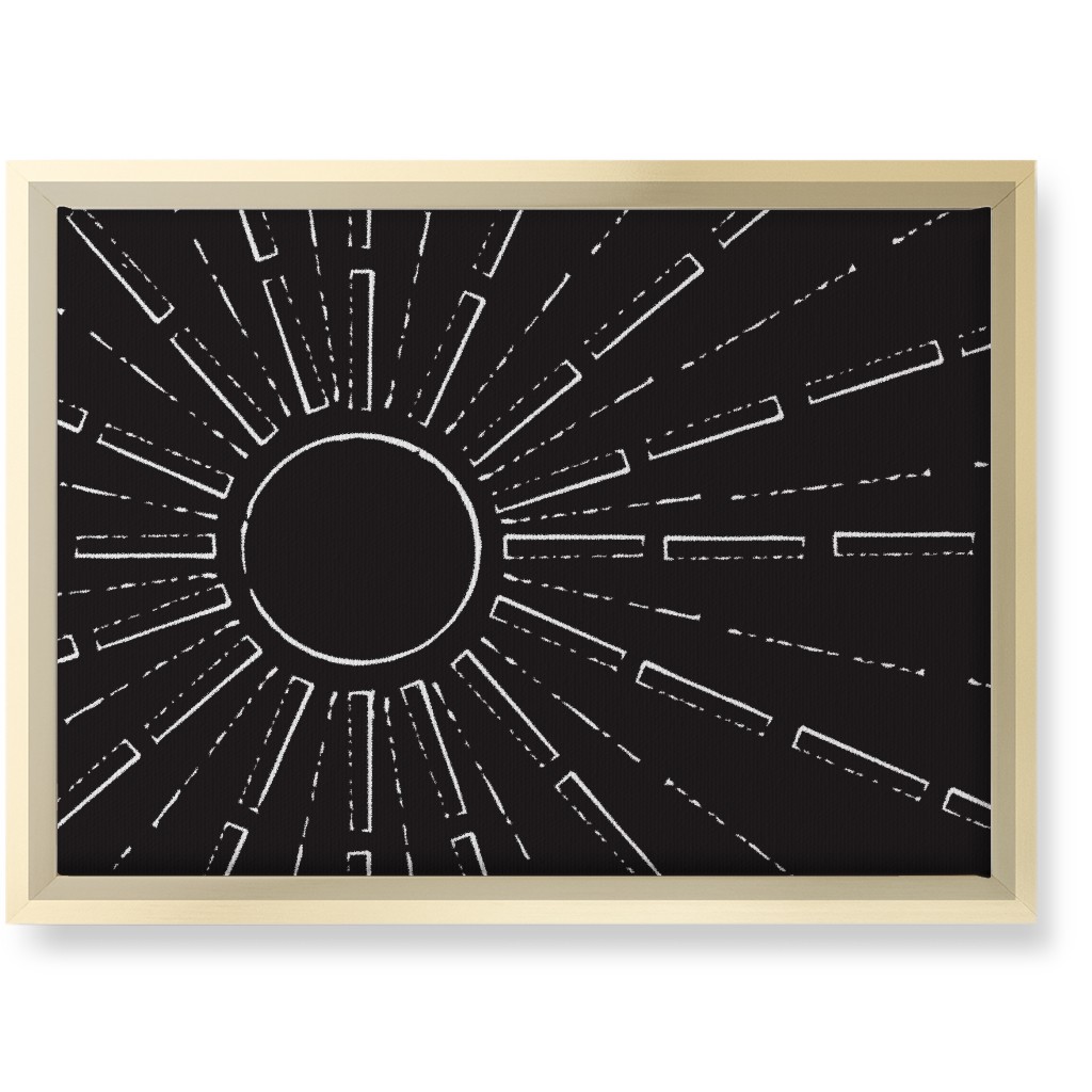 Midcentury Sunburst Wall Art, Gold, Single piece, Canvas, 10x14, Black, Charcoal