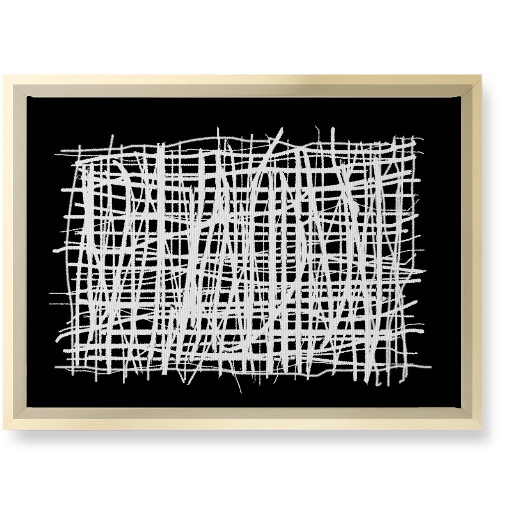 Woven Abstraction - White on Black Wall Art, Gold, Single piece, Canvas, 10x14, Black