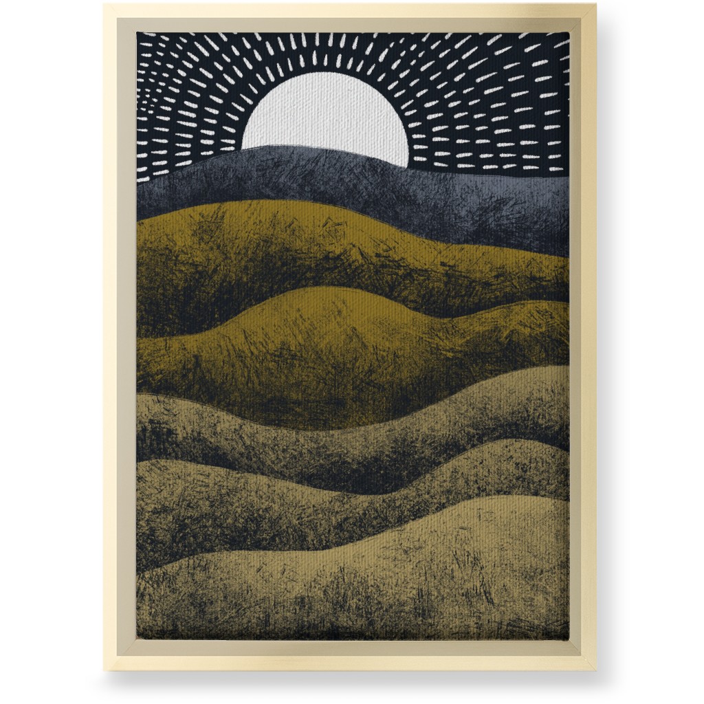 Moonrise Over Rolling Hills - Earth Tones Wall Art, Gold, Single piece, Canvas, 10x14, Multicolor
