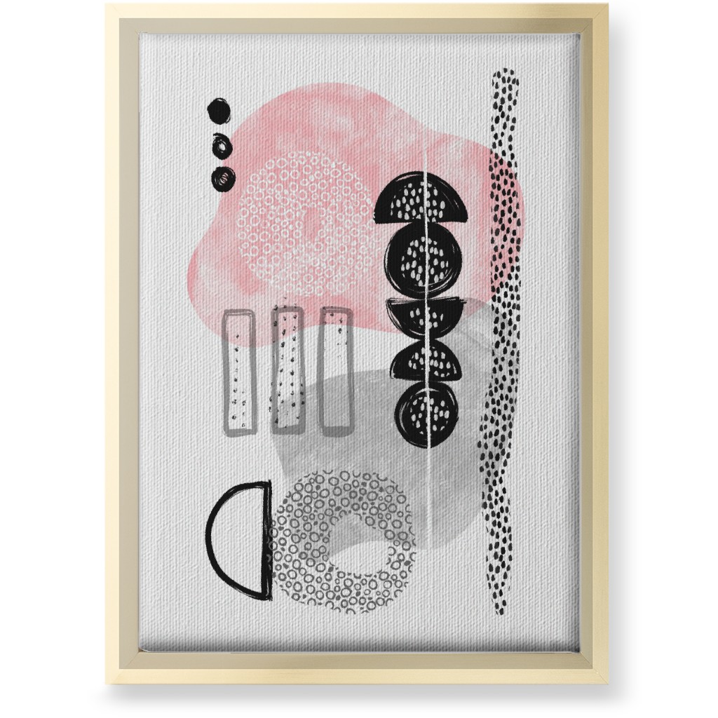 Feminene Abstract - Gray and Pink Wall Art, Gold, Single piece, Canvas, 10x14, Pink, Bright Pink