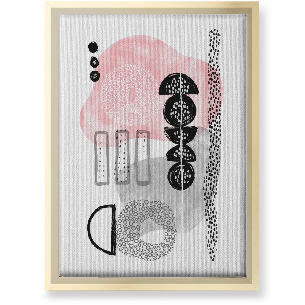 Feminene Abstract - Gray and Pink Wall Art, Gold, Single piece, Canvas, 10x14, Pink