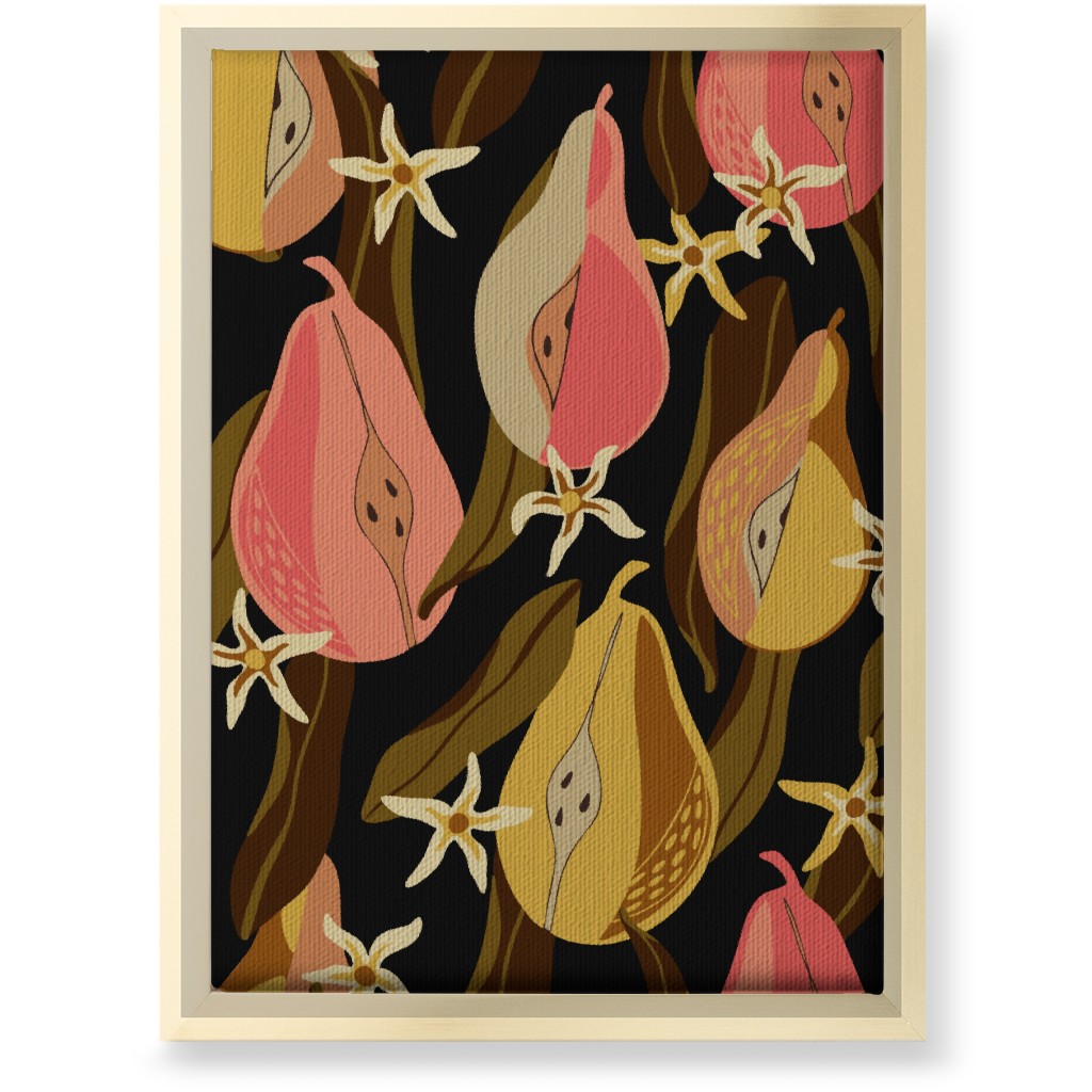 Minimal Pears Portrait - Multi Wall Art, Gold, Single piece, Canvas, 10x14, Pink