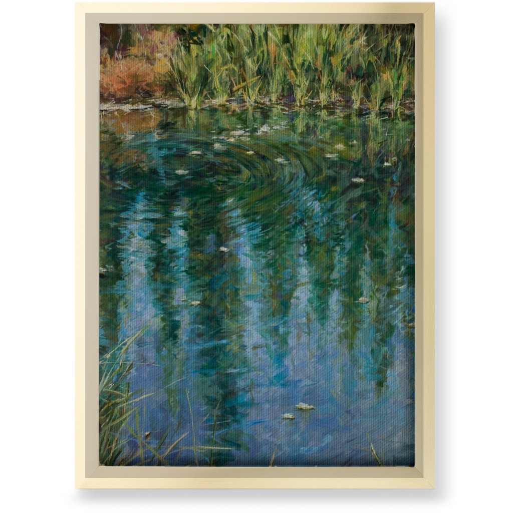October Reflections Painting Wall Art, Gold, Single piece, Canvas, 10x14, Green