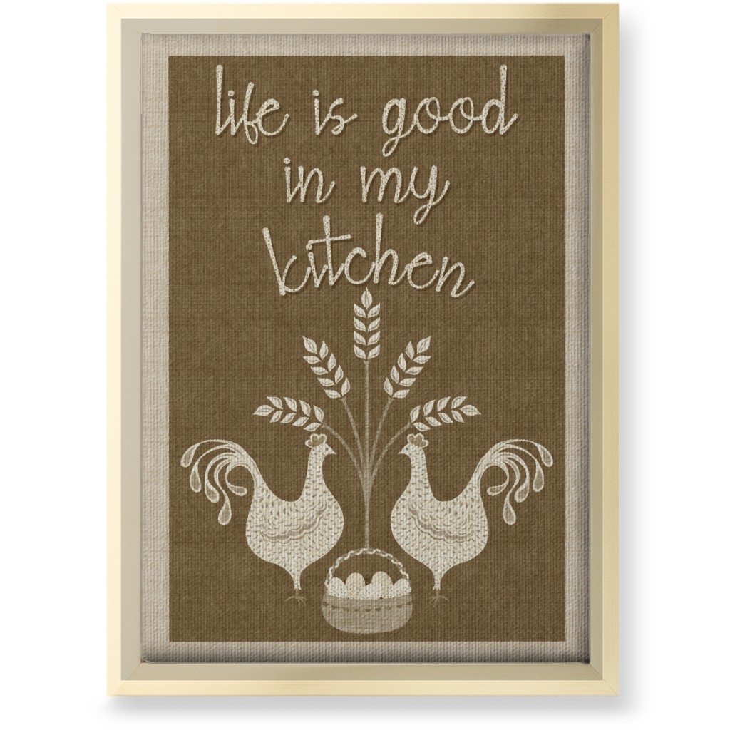 in My Kitchen Vintage Chickens - Brown Wall Art, Gold, Single piece, Canvas, 10x14, Brown, Brown