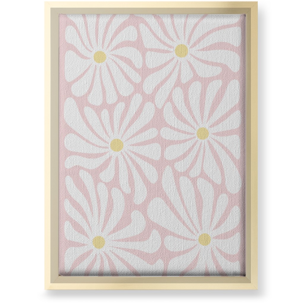Retro Daisies Wall Art, Gold, Single piece, Canvas, 10x14, Pink, Pearl