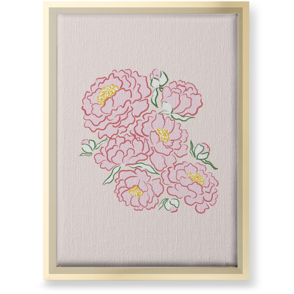 Peonies Wall Art, Gold, Single piece, Canvas, 10x14, Pink