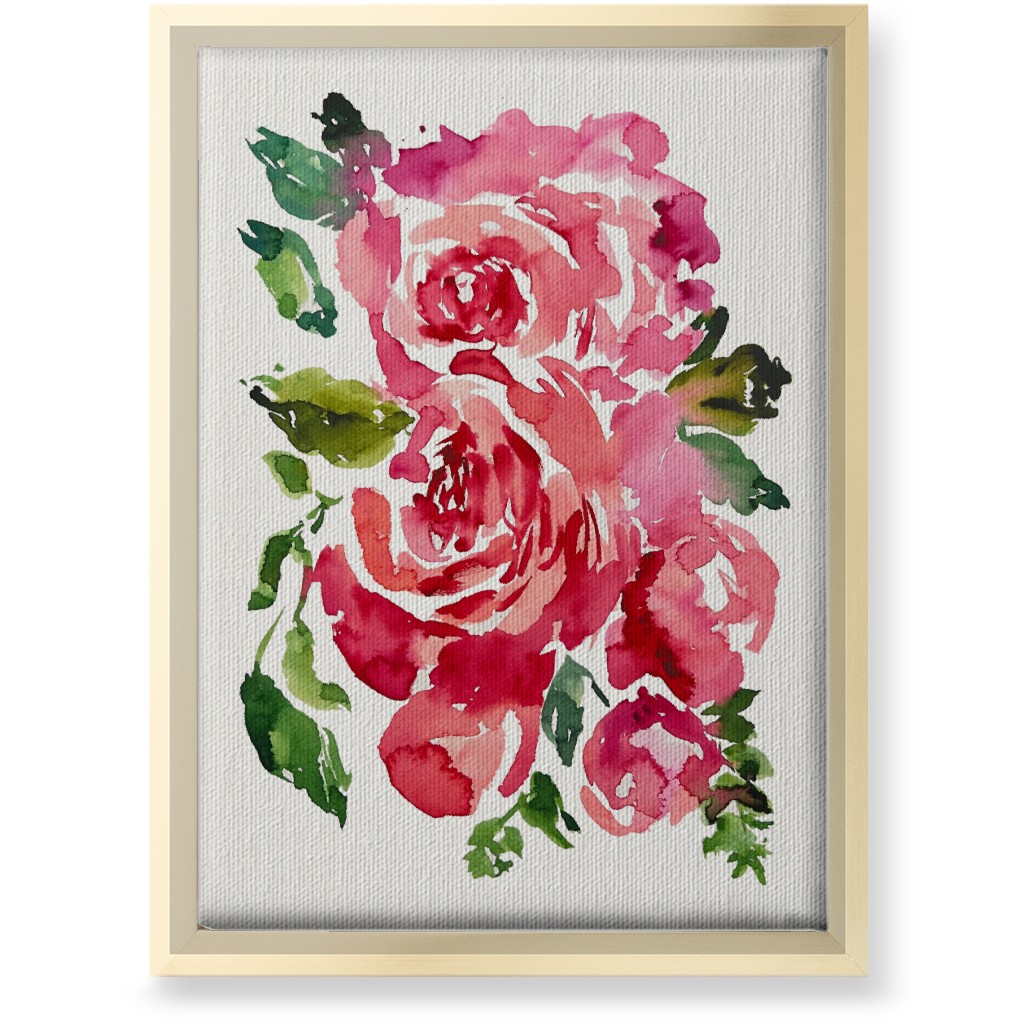 Watercolor Roses - Red Wall Art, Gold, Single piece, Canvas, 10x14, Pink