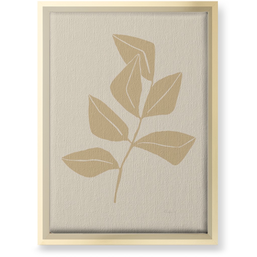 Ficus Botanical - Neutral Wall Art, Gold, Single piece, Canvas, 10x14, Beige, Pearl
