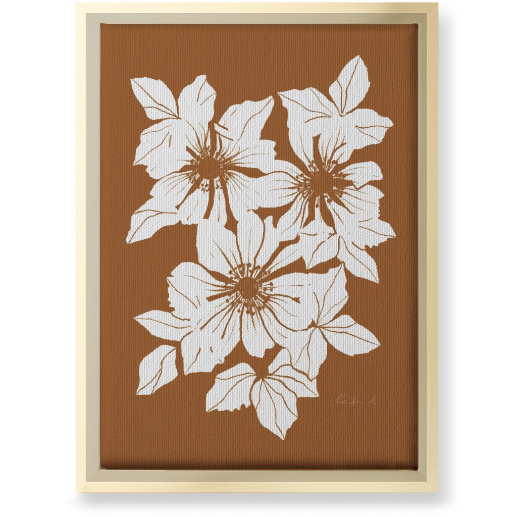 Botanical Big Anemones Wall Art, Gold, Single piece, Canvas, 10x14, Orange, Earth