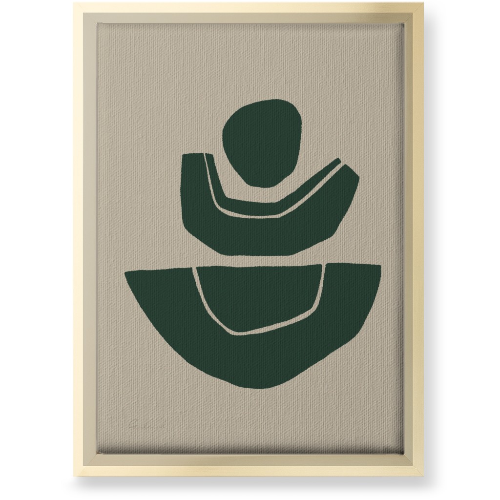 Geometric Abstract Stack Ii Wall Art, Gold, Single piece, Canvas, 10x14, Green, Seaweed