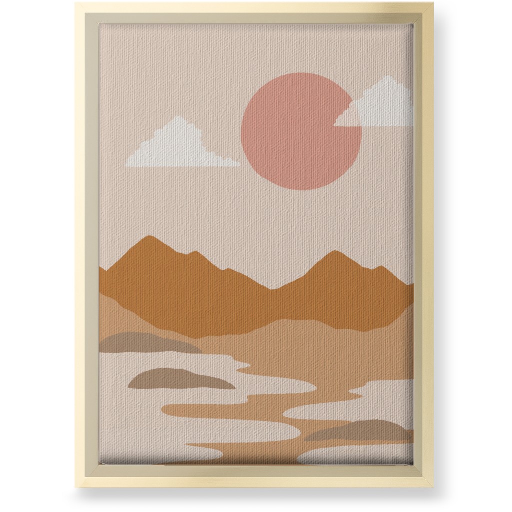 Abstract Mountain Landscape - Neutral Wall Art, Gold, Single piece, Canvas, 10x14, Orange