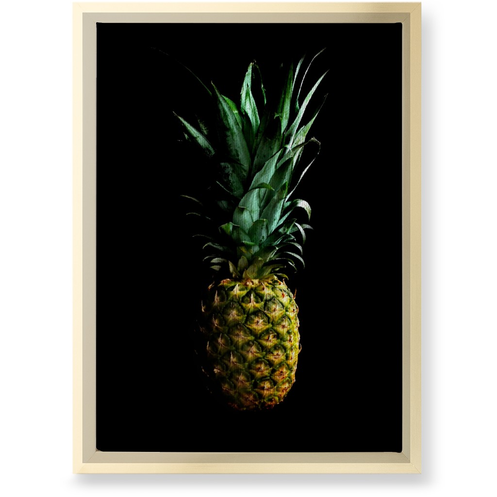 Pineapple - Yellow on Black Wall Art, Gold, Single piece, Canvas, 10x14, Black