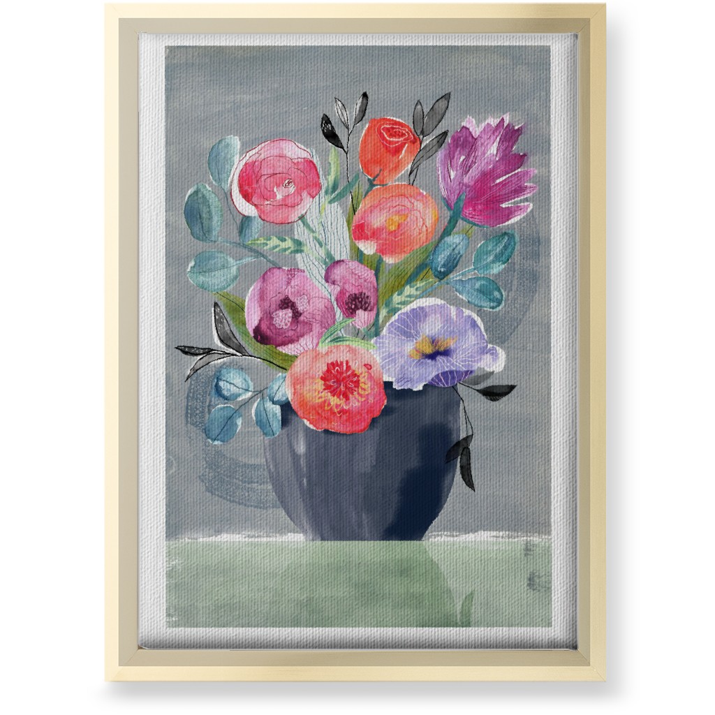Floral Still Life - Multi Wall Art, Gold, Single piece, Canvas, 10x14, Multicolor
