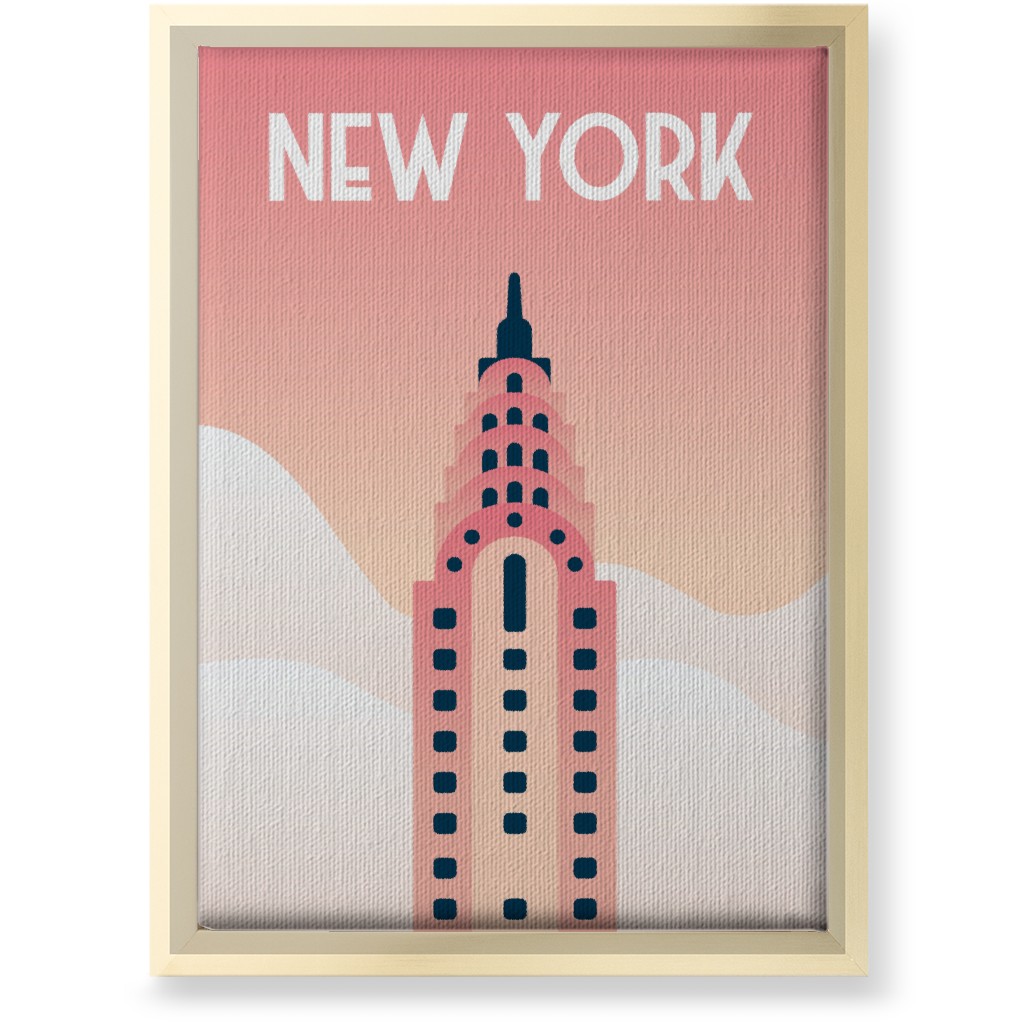New York City Chrysler Building Wall Art, Gold, Single piece, Canvas, 10x14, Pink