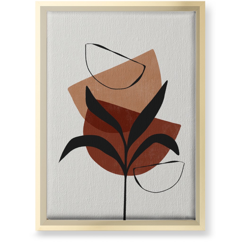 Abstract Leaf Silhouette - Terracotta and Ivory Wall Art, Gold, Single piece, Canvas, 10x14, Brown