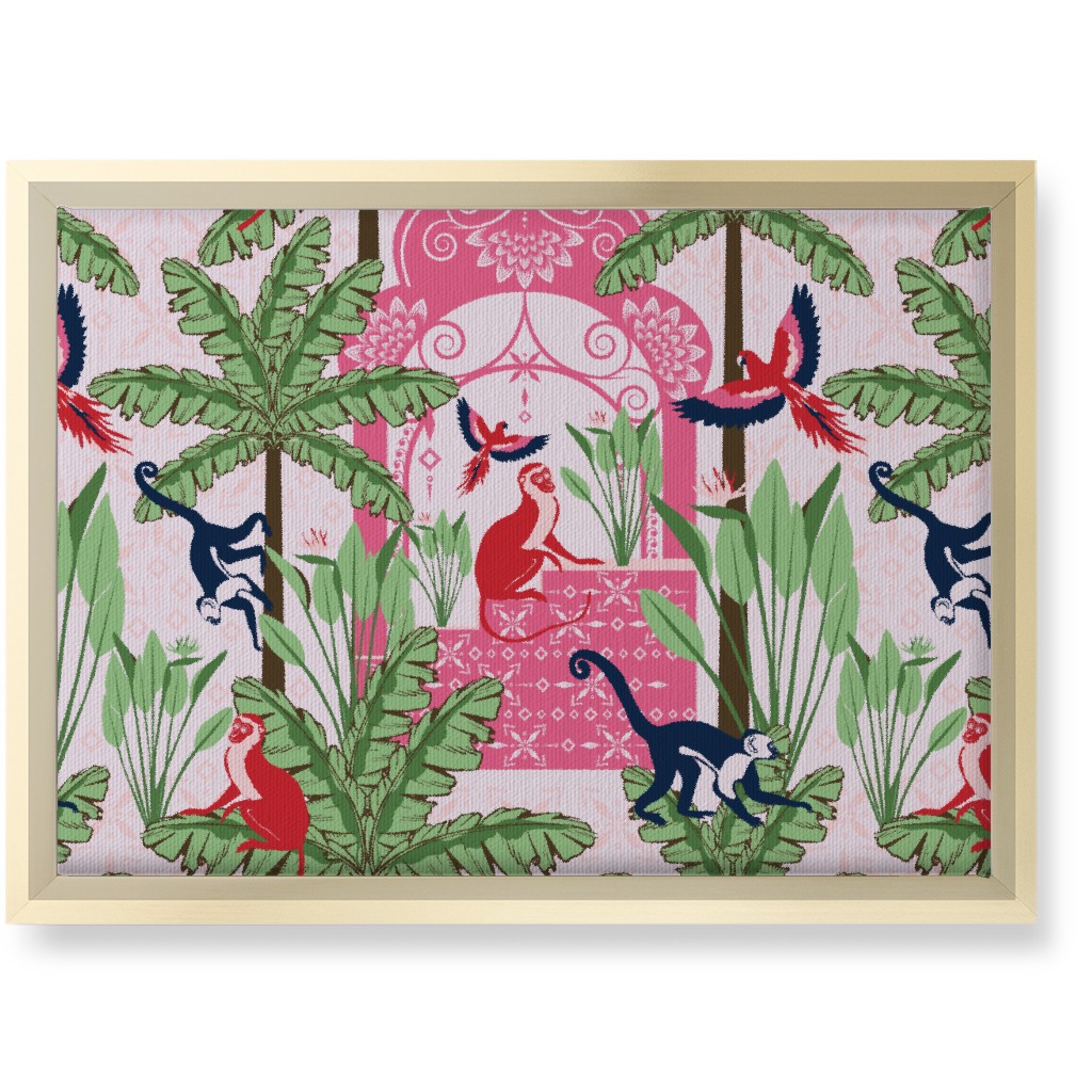 Exotic Tropical Garden Wall Art, Gold, Single piece, Canvas, 10x14, Pink