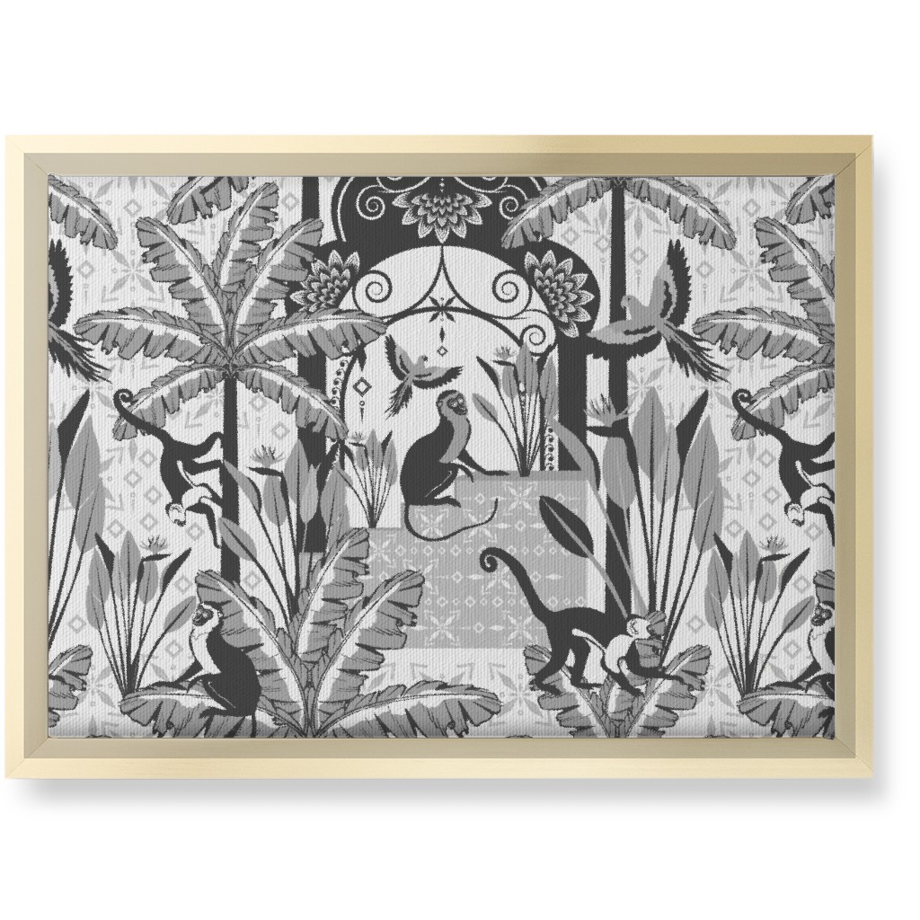 Exotic Tropical Garden Wall Art, Gold, Single piece, Canvas, 10x14, Gray
