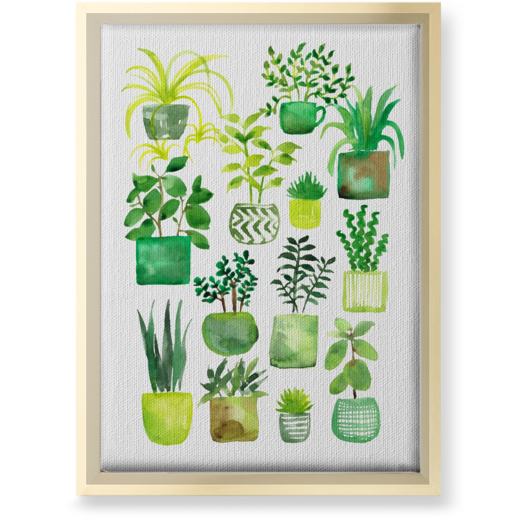 House Plants - Green Wall Art, Gold, Single piece, Canvas, 10x14, Green