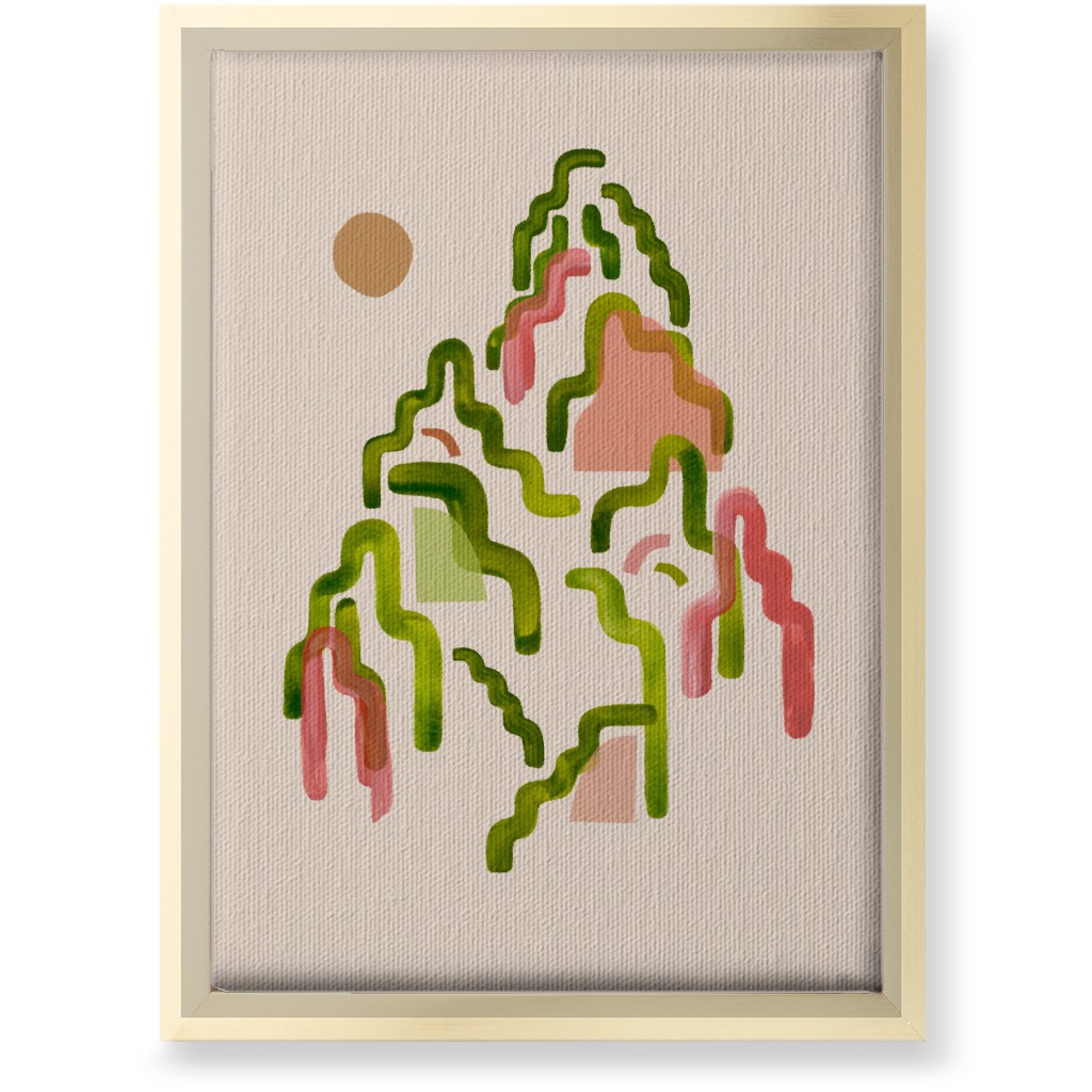 Forest Watercolor - Green and Pink Wall Art, Gold, Single piece, Canvas, 10x14, Multicolor