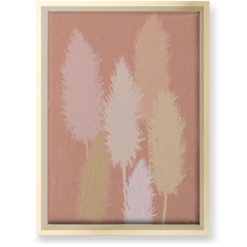 Pampas Grass - Pink Wall Art, Gold, Single piece, Canvas, 10x14, Pink, Bright Pink
