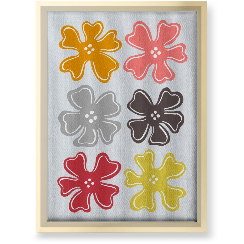 Button Flowers Wall Art, Gold, Single piece, Canvas, 10x14, Multicolor, Silver Lining