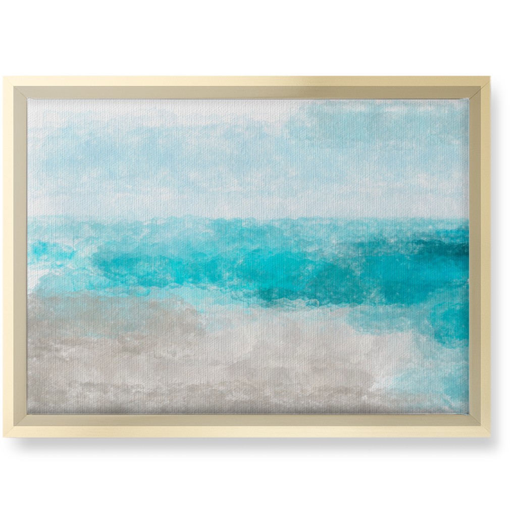 Beach Painting - Blue and Tan Wall Art, Gold, Single piece, Canvas, 10x14, Blue