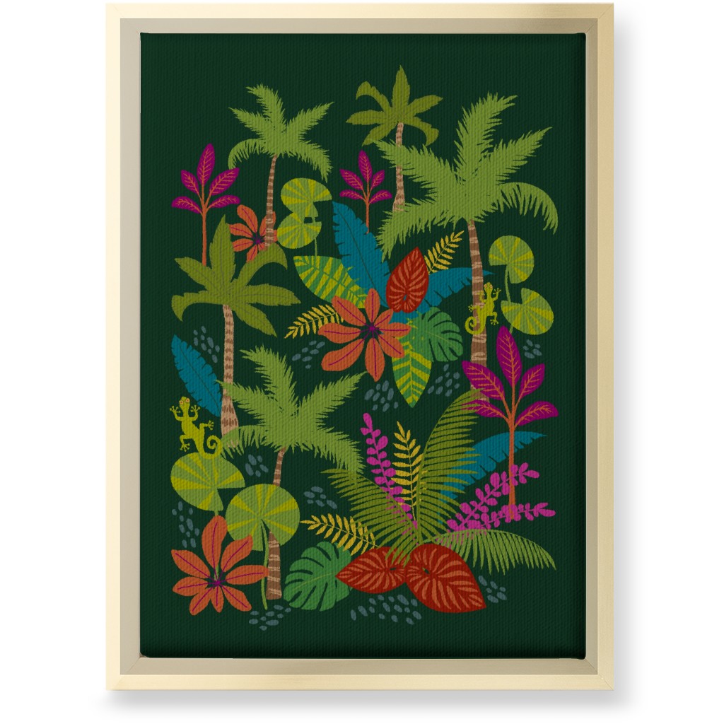 Night in the Tropics - Green Wall Art, Gold, Single piece, Canvas, 10x14, Green, Classic Green