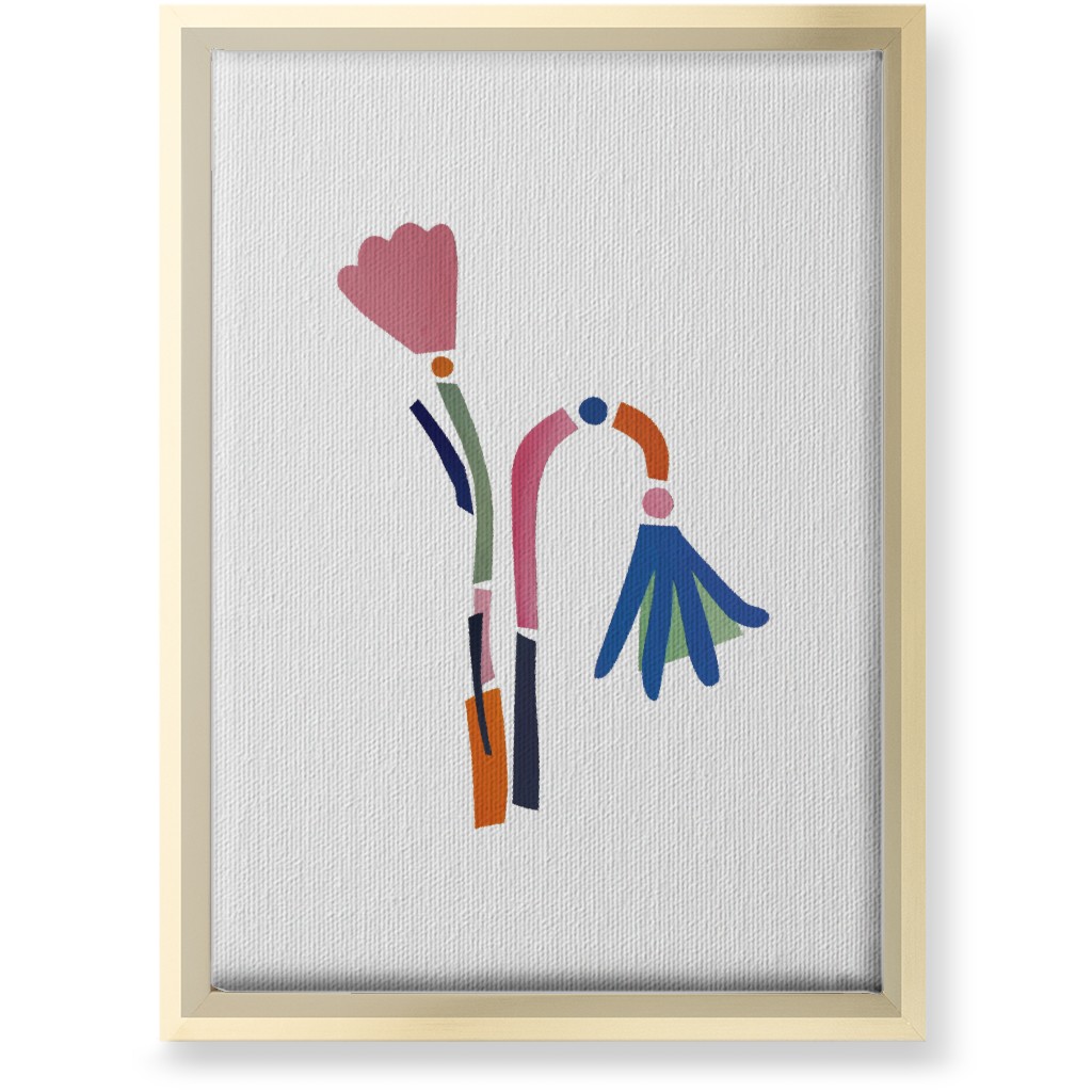 Flowerbed Bouquet - Multi on White Wall Art, Gold, Single piece, Canvas, 10x14, Multicolor