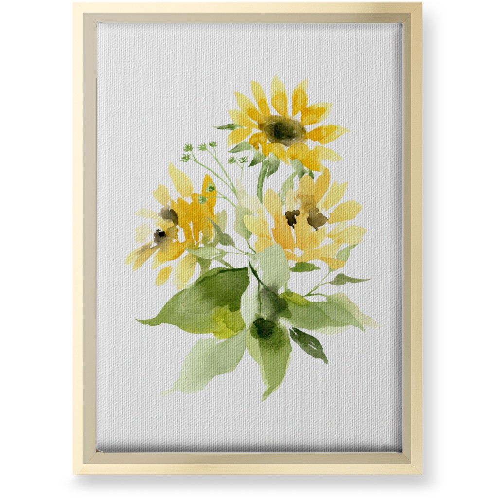 Bunch of Sunflowers Watercolor - Yellow Wall Art, Gold, Single piece, Canvas, 10x14, Yellow, Classic Yellow