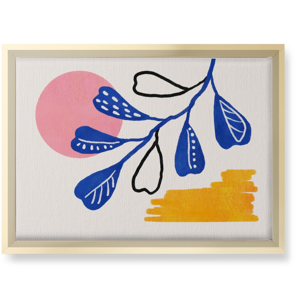 Moonlight and Leaves Wall Art, Gold, Single piece, Canvas, 10x14, Multicolor