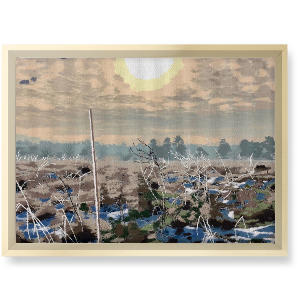 Winter Sun Over the Marsh Wall Art, Gold, Single piece, Canvas, 10x14, Blue