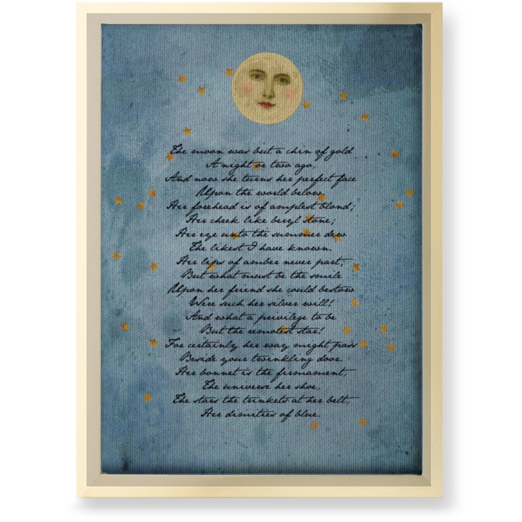 the Moon - Blue Wall Art, Gold, Single piece, Canvas, 10x14, Blue