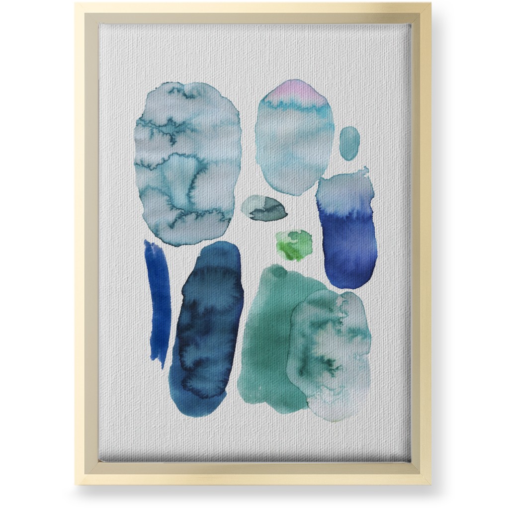 Watercolor Abstract Scandi - Blue and Green Wall Art, Gold, Single piece, Canvas, 10x14, Blue, True Blue