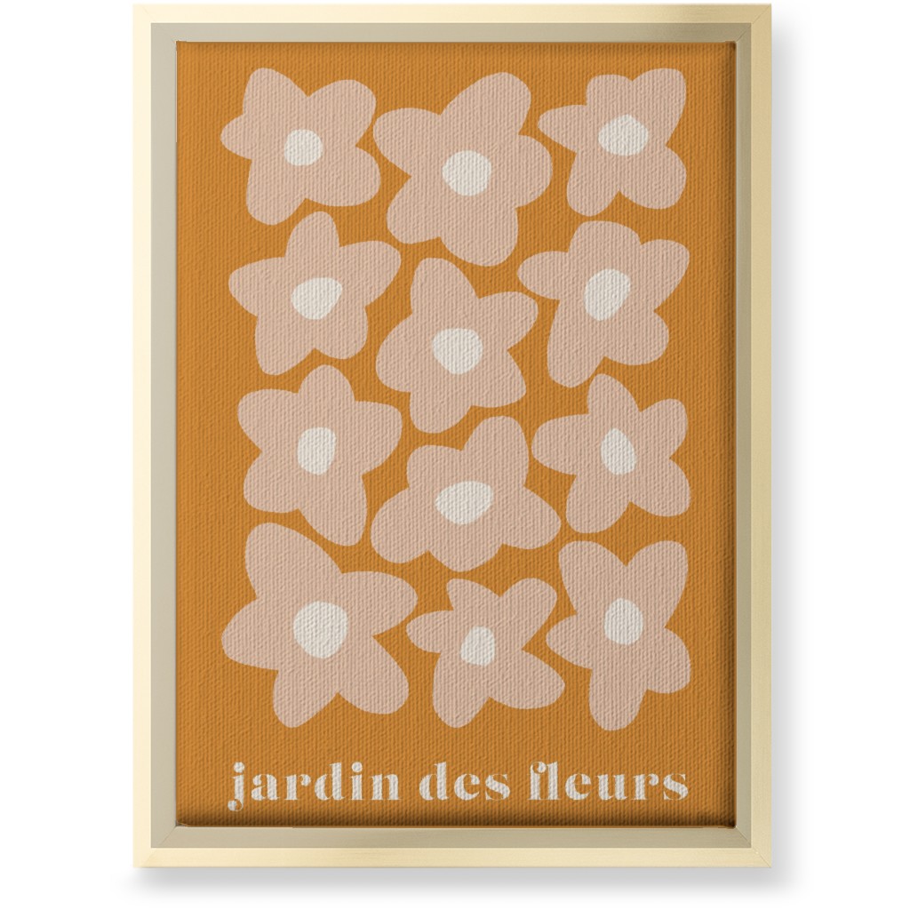 Botanical Graphic Retro Flower Garden Wall Art, Gold, Single piece, Canvas, 10x14, Orange