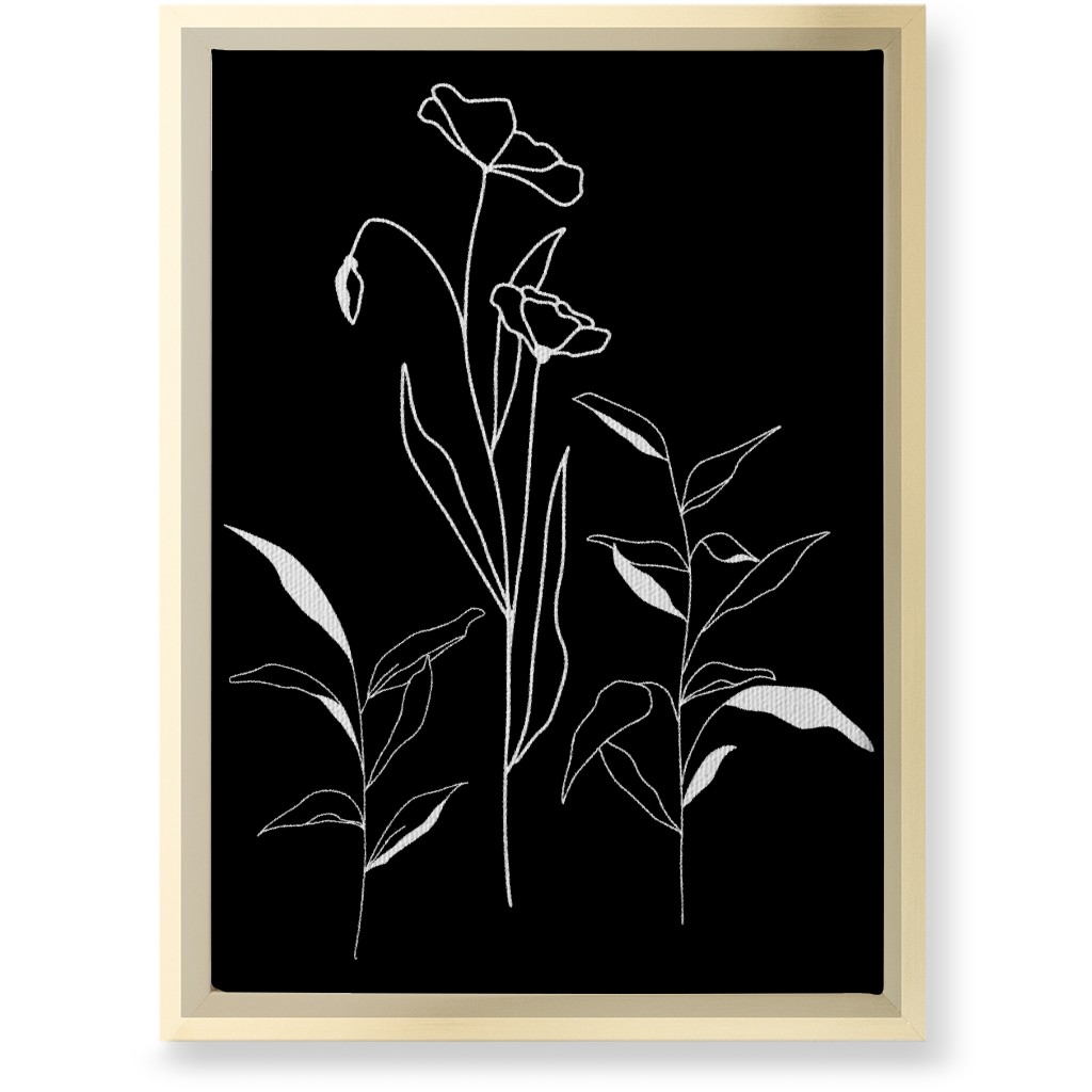 Meadow Botanical - Black and White Wall Art, Gold, Single piece, Canvas, 10x14, Black, Black