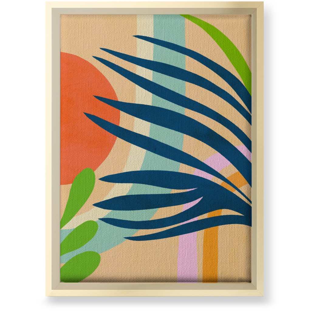 Palm, Sun and Rainbow Tropical Botanicals - Multi Wall Art, Gold, Single piece, Canvas, 10x14, Multicolor