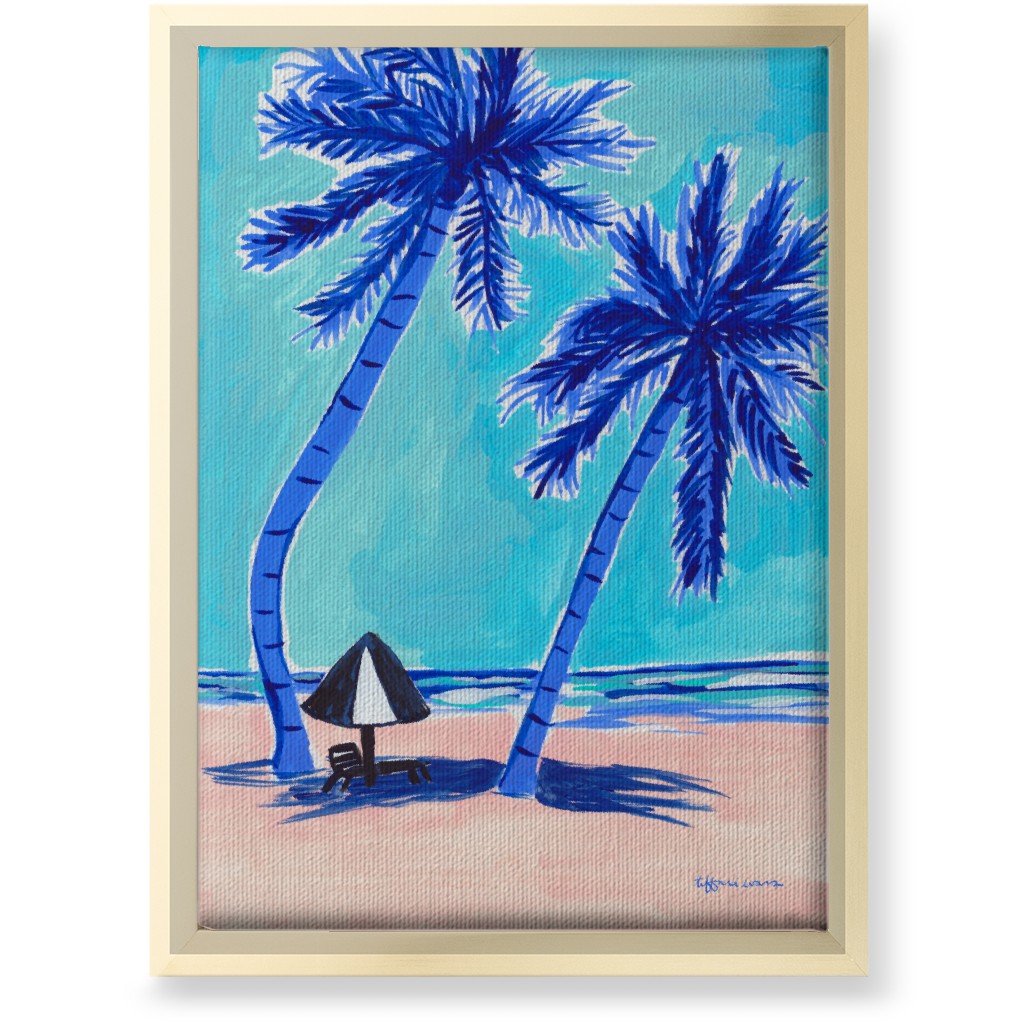 Beach Side - Blue and Beige Wall Art, Gold, Single piece, Canvas, 10x14, Blue