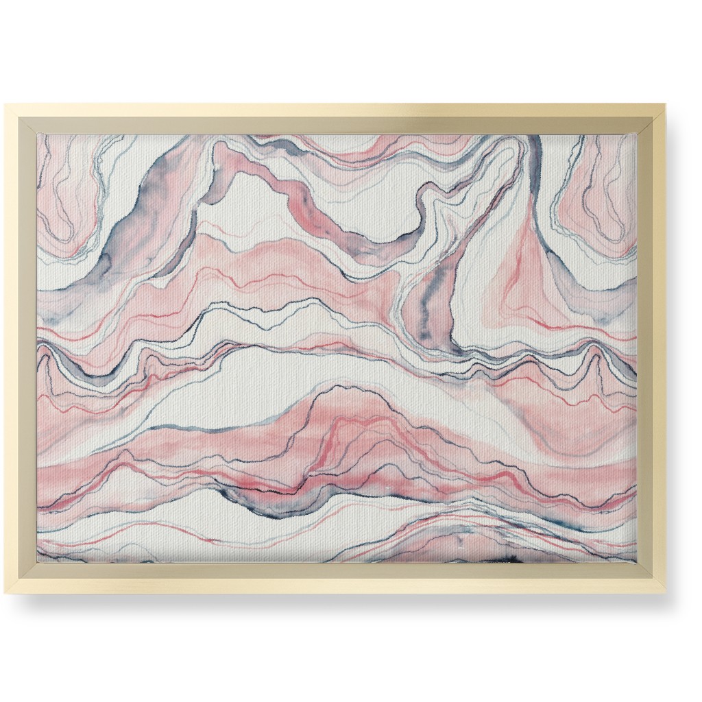 Watercolor Marble Wall Art, Gold, Single piece, Canvas, 10x14, Pink
