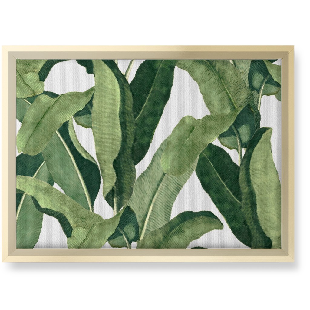 Tropical Leaves - Greens on White Wall Art, Gold, Single piece, Canvas, 10x14, Green