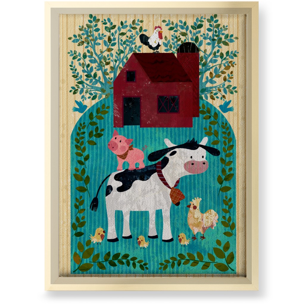 Farm Life - Animals & Barn Wall Art, Gold, Single piece, Canvas, 10x14, Multicolor