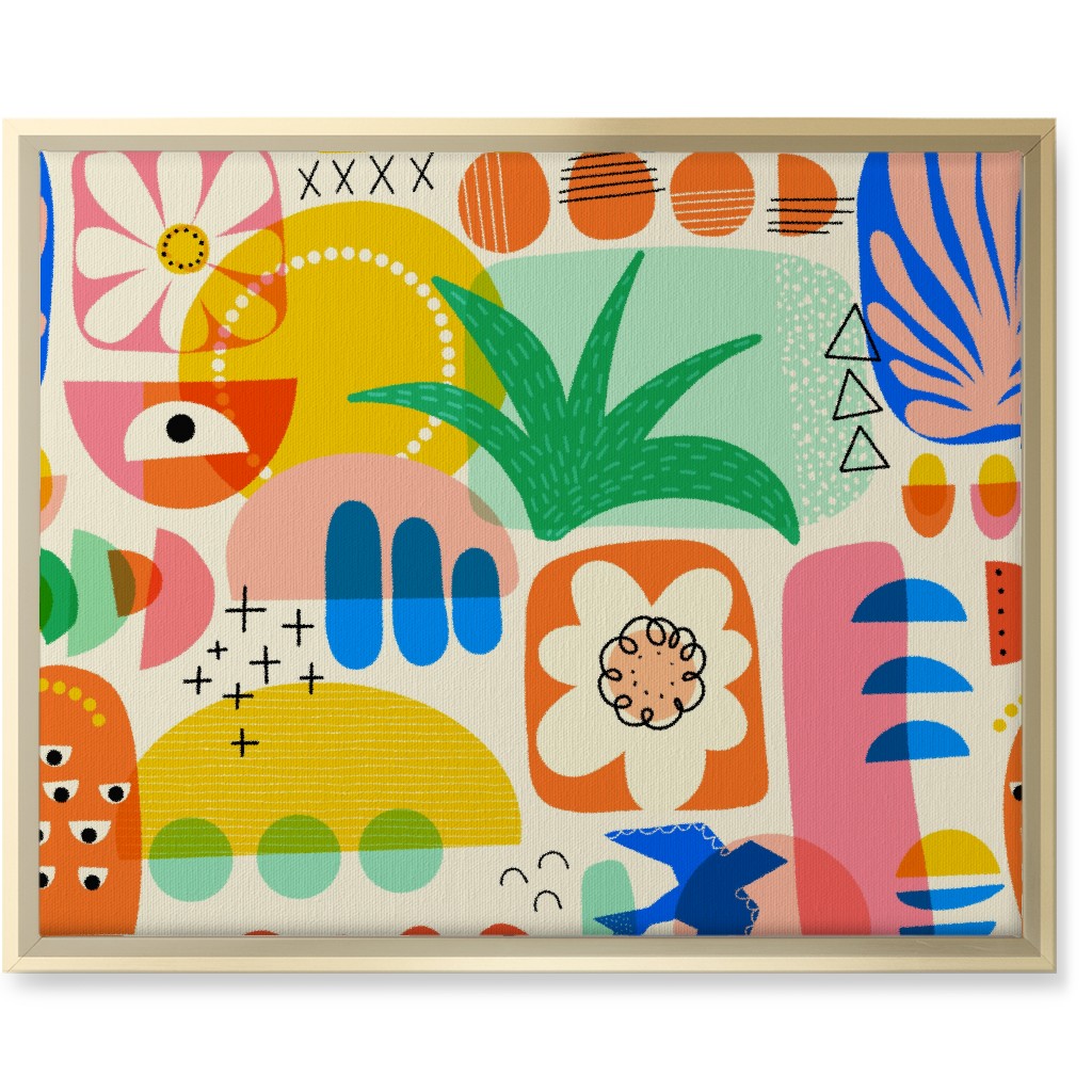 Abstract Shapes Collage - Multi Wall Art, Gold, Single piece, Canvas, 16x20, Multicolor