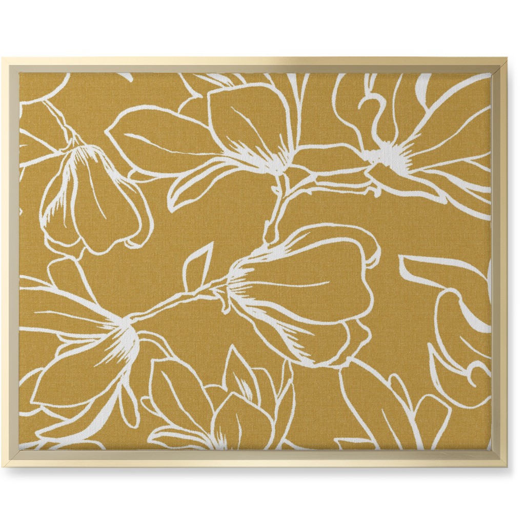 Magnolia Garden Wall Art, Gold, Single piece, Canvas, 16x20, Brown, Golden