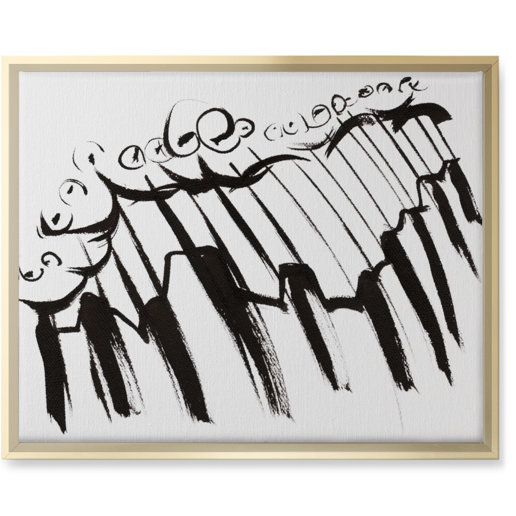 Pianissmo - Black and White Wall Art, Gold, Single piece, Canvas, 16x20, White, White