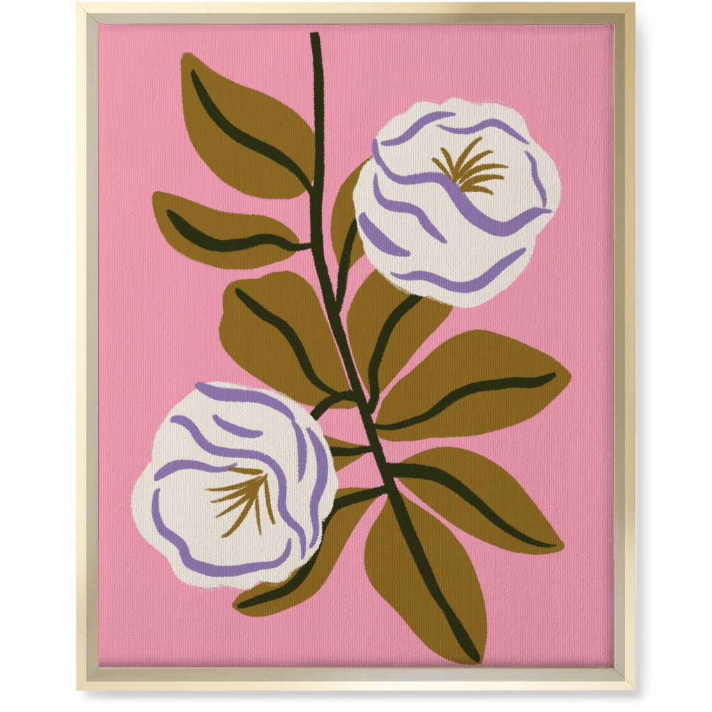 White Bulb Flower - Multi on Pink Wall Art, Gold, Single piece, Canvas, 16x20, Pink, Bright Pink