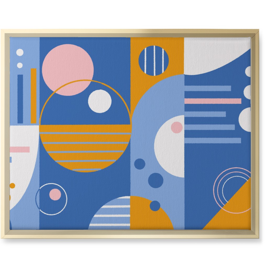 Abstract Playground - Multi Wall Art, Gold, Single piece, Canvas, 16x20, Blue, True Blue