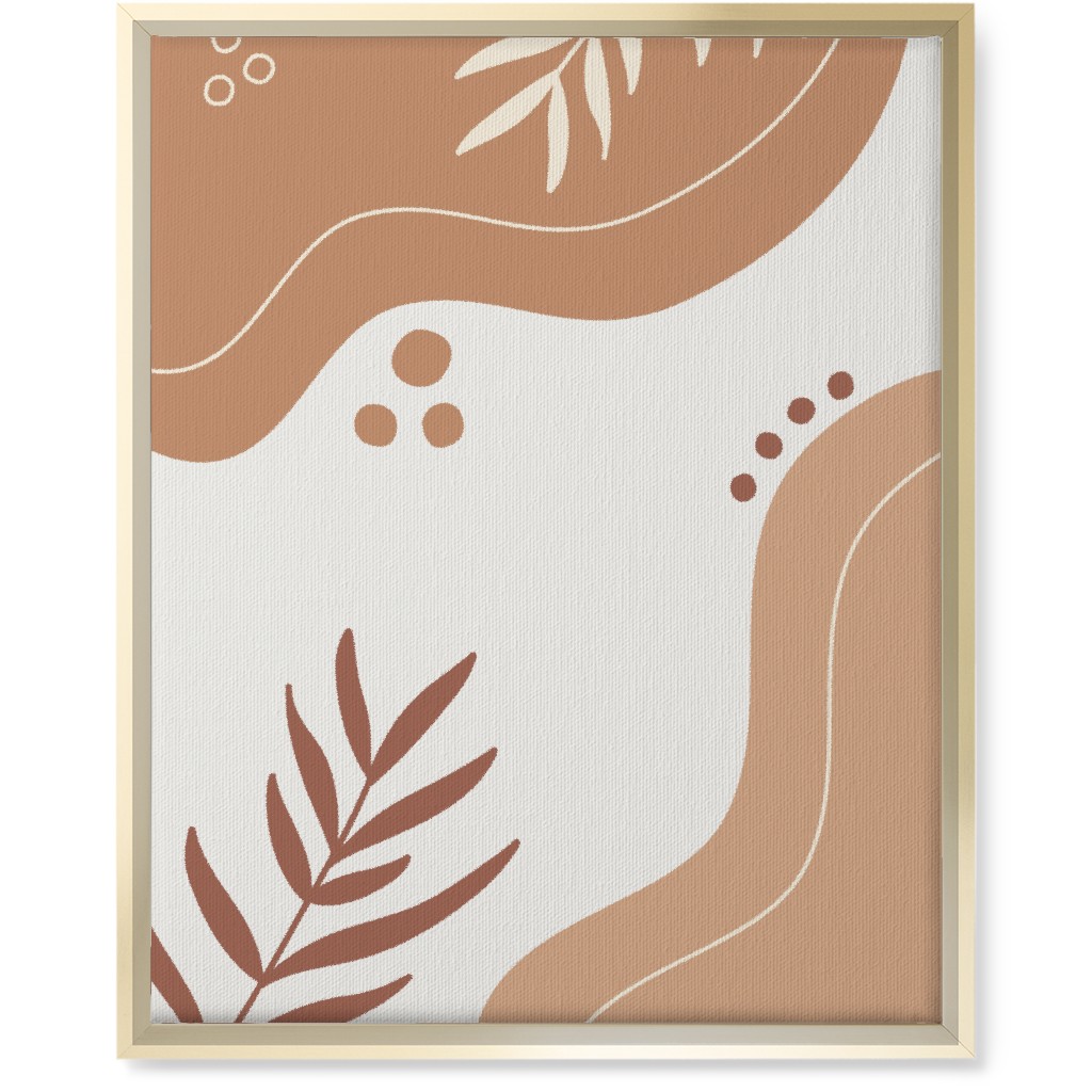 Fern Leaves and Abstract Shapes - Neutral Wall Art, Gold, Single piece, Canvas, 16x20, Orange, Orange