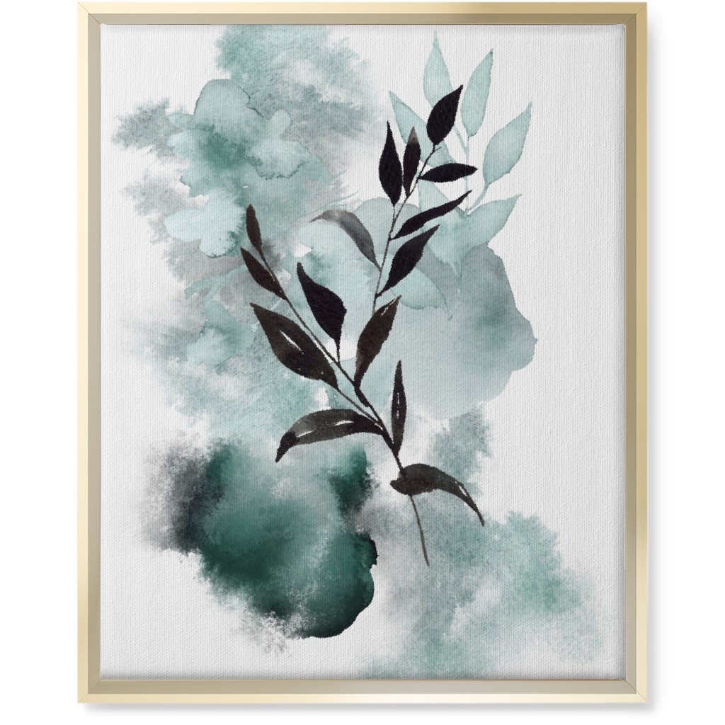 Watercolor Abstract Botanical Wall Art, Gold, Single piece, Canvas, 16x20, Green